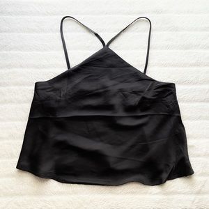 Relaxed Satin Cami in Black